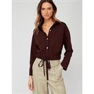 V By Very Co Ord Button Through Crop Jacket - Brown
