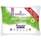 Slumberdown Anti-Allergy Super Support Firm Pillows Pack Of 4 - White