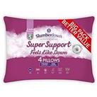 Slumberdown Feels Like Down Super Support Pack Of 4 Pillows - White