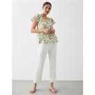 Dorothy Perkins Floral Linen Look Button Front Blouse - Yellow