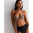 New Look Brown Leopard Print Halter Underwired Bikini Top