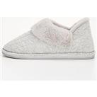 V By Very Quilted Full Slipper With Faux Fur Band - Grey