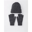 Pieces Cosy Hat & Gloves Giftset - Grey