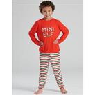 Loungeable Family Kids 'Mini Elf' Long Sleeve And Trouser Pyjama Set - Red