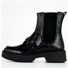 Tommy Hilfiger Hardware Loafer Leather Boot - Black