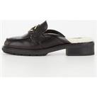 Tommy Hilfiger Borg Lined Leather Mule - Black