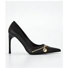 Versace Jeans Couture Pointy Toe Zip Pump Heel - Black