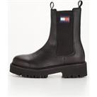 Tommy Jeans Urban Chelsea Leather Chunky Boot - Black