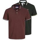 Jack & Jones Jack & Jones 2Pk Short Sleeve Tipped Polo Shirts - Multi