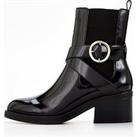 V By Very Block Heel Ankle Boot With Buckle - Black