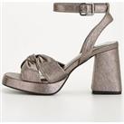 V By Very Extra Wide Fit Heeled Platform Sandals - Silver