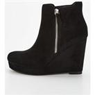 V By Very Wedge Ankle Boot - Black