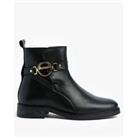 Barbour Warwick Logo Buckle Leather Ankle Boot - Black