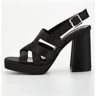 V By Very Wide Fit Block Heel Strap Sandal - Black
