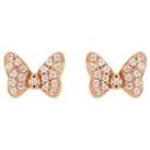Disney Minnie Mouse Rose Gold Plated Sterling Silver Cz Stone Set Bow Stud Earrings
