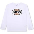 Boss Boys Logo Long Sleeve T-Shirt - White