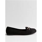 New Look Black Suedette Buckle Trim Loafers