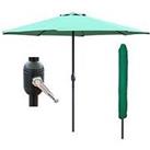 Glamhaus Green Garden Table Parasol Umbrella 2.7M With Crank Handle, Uv40 Protection, Includes Prote