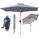 Glamhaus Tilting Light Grey Garden Table Parasol Umbrella 2.7M With Crank Handle, Uv40+ Protection, 