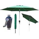 Glamhaus Tilting Green Garden Table Parasol Umbrella 2.7M With Crank Handle, Uv40+ Protection, Inclu