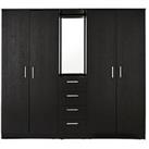 Everyday Panama 4 Door, 4 Drawer Combi Fitment Wardrobe With Mirror - Black - Fsc Certified
