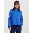 Pieces Nell High Neck Knitted Jumper - Blue