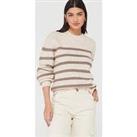 Pieces Nanna Long Sleeve Loose Wool Knitted Jumper - Beige