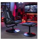 X Rocker Play Milano Multi-Media Reclining Chair With Footstool - Black