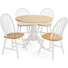Very Home New Rubberwood Fixed Top 100 Cm Kentucky Dining Table + 4 Chairs - White