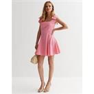 New Look Mid Pink Linen Blend Bow Shoulder Mini Dress