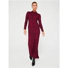 V By Very Knitted Ribbed Midaxi Dress - Dark Red