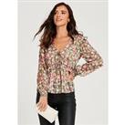 Lucy Mecklenburgh X V By Very Floral Frill Blouse - Multi