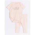 River Island Mini Baby Girls Ribbed Little Sister Set - Pink