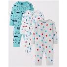 Mini V By Very Baby Boy 3 Pack Multi Print Footless Sleepsuit