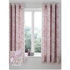 Catherine Lansfield Enchanted Butterfly Reversible Eyelet Curtains - Pink