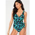 V By Very Shape Enhancing Ruched Wrap Detail Swimsuit - Multi
