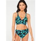 V By Very Shape Enhancing Ruched Detail Plunge Bikini Top - Multi