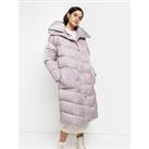 River Island Quilted Panelled Padded Midi Coat - Grey
