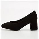 Everyday Extra Wide Fit Block Heel Court Shoe - Black