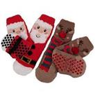 Totes 2Pack Santa Reindeer Super Soft Slipper Sox