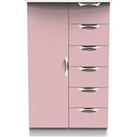 Swift Alva Ready Assembled 1 Door, 6 Drawer Compact Midi Wardrobe - Pink