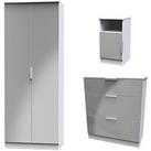 Swift Adair Ready Assembled 3 Piece Set - Bedside, Chest Of Drawers & Wardrobe