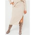 V By Very Curve Jersey Knit Midi Skirt Co-Ord - Beige