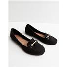 New Look Wide Fit Suedette Bar Loafers - Black