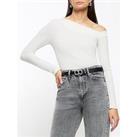 River Island Fitted Off Shoulder Top - Cream