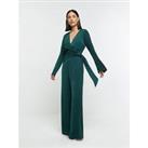River Island Knot Front Jumpsuit - Green