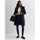 New Look Black Hooded Unlined Belted Coat