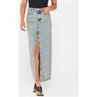 Calvin Klein Jeans Front Split Maxi Denim Skirt - Blue