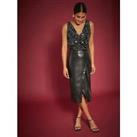 Dorothy Perkins Faux Leather Wrap Midi Skirt - Black
