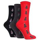 Wild Feet 3Pk Xmas Hanging Gift Texture Knit Socks Christmas Tree/Wreath/Snowman - Multi